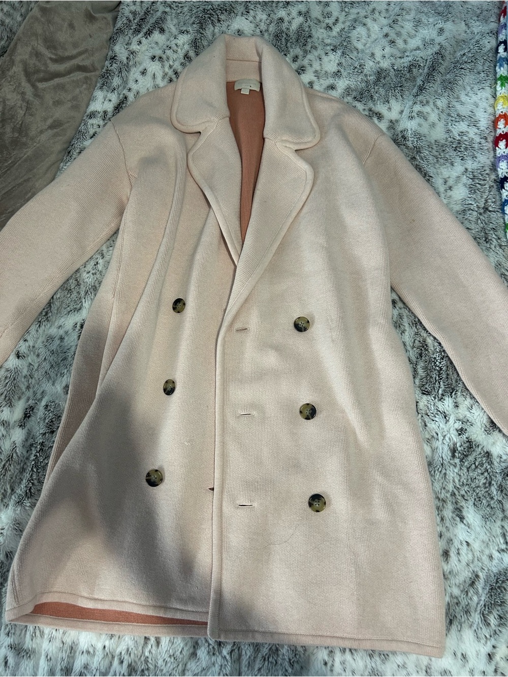 Collection B Double-Breasted Pea Coat in Soft Blush